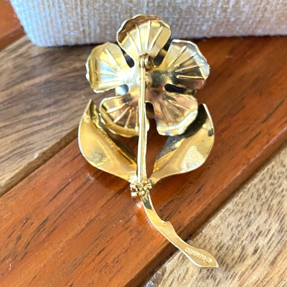 Vintage Cerrito Black and Gold Rose Brooch - Picture 2 of 5